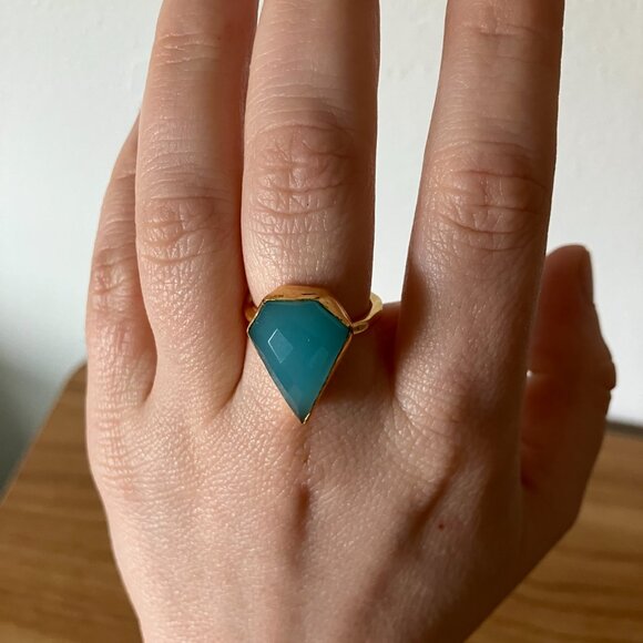 Blue/Teal Diamond-Shaped Ring - Picture 4 of 6